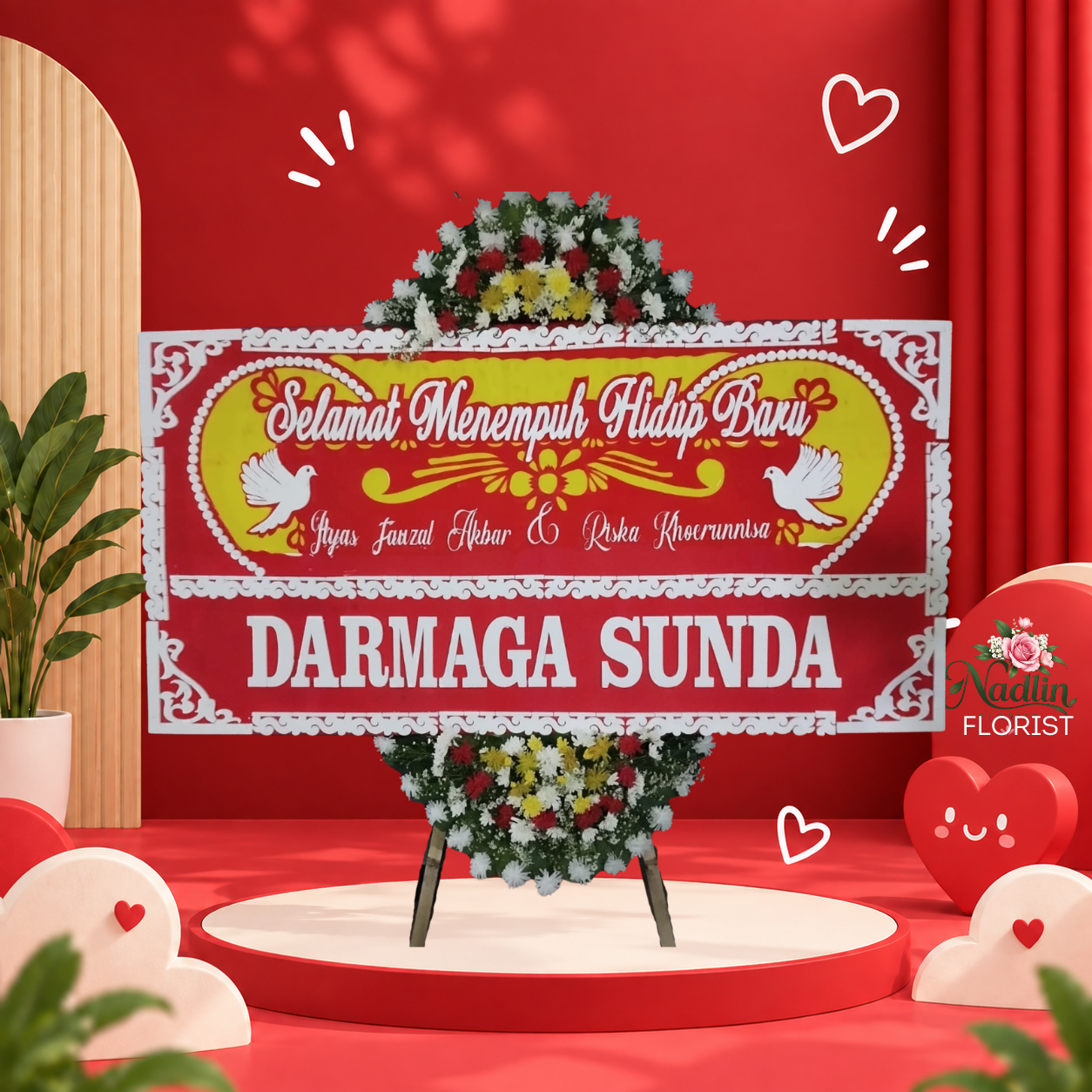 Bunga Papan Happy Wedding Cilamaya Wetan Karawang