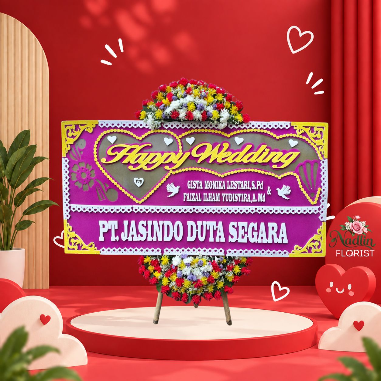 Bunga Papan Happy Wedding Pondok Gede Bekasi