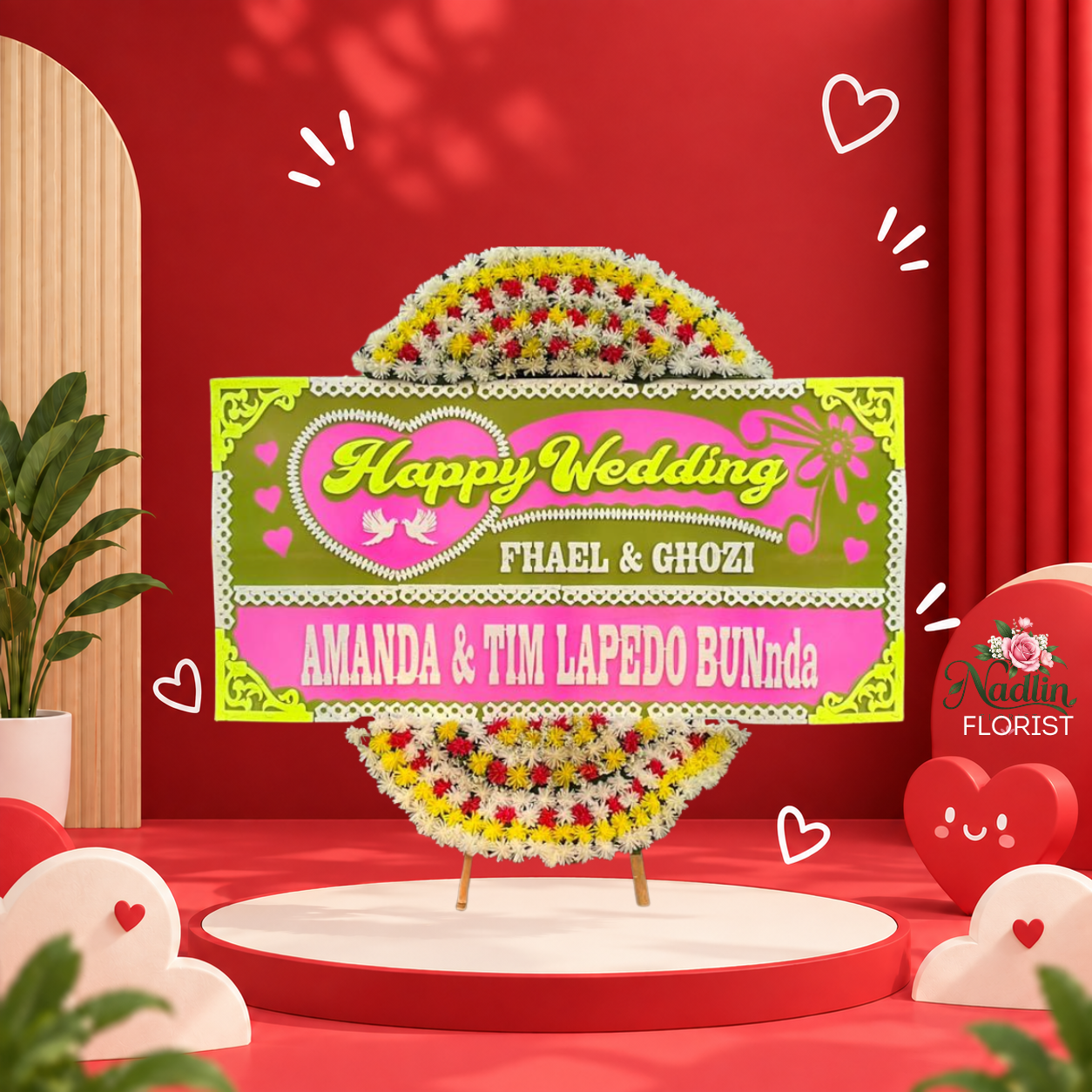 Bunga papan wedding tasikmalaya elegan dari Nadlin Florist