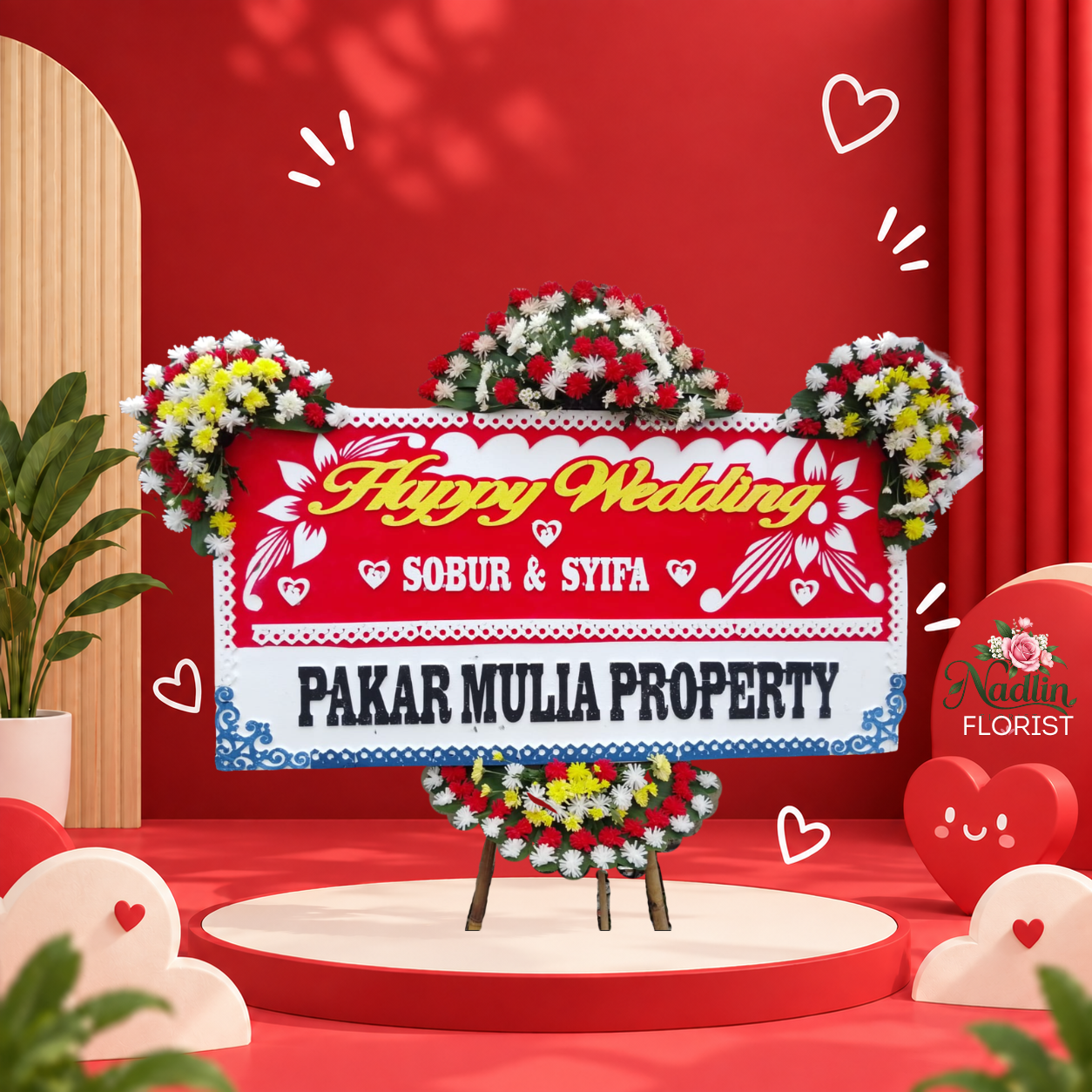 bunga papan wedding Jayakerta Karawang dari nadlin florist