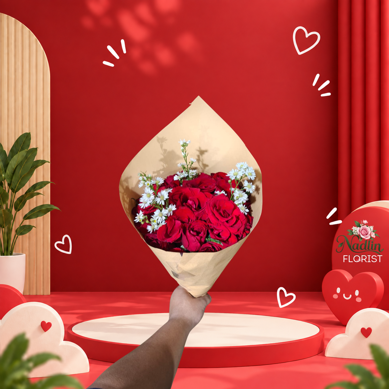 hand bouquet Mawar Merah Kraft